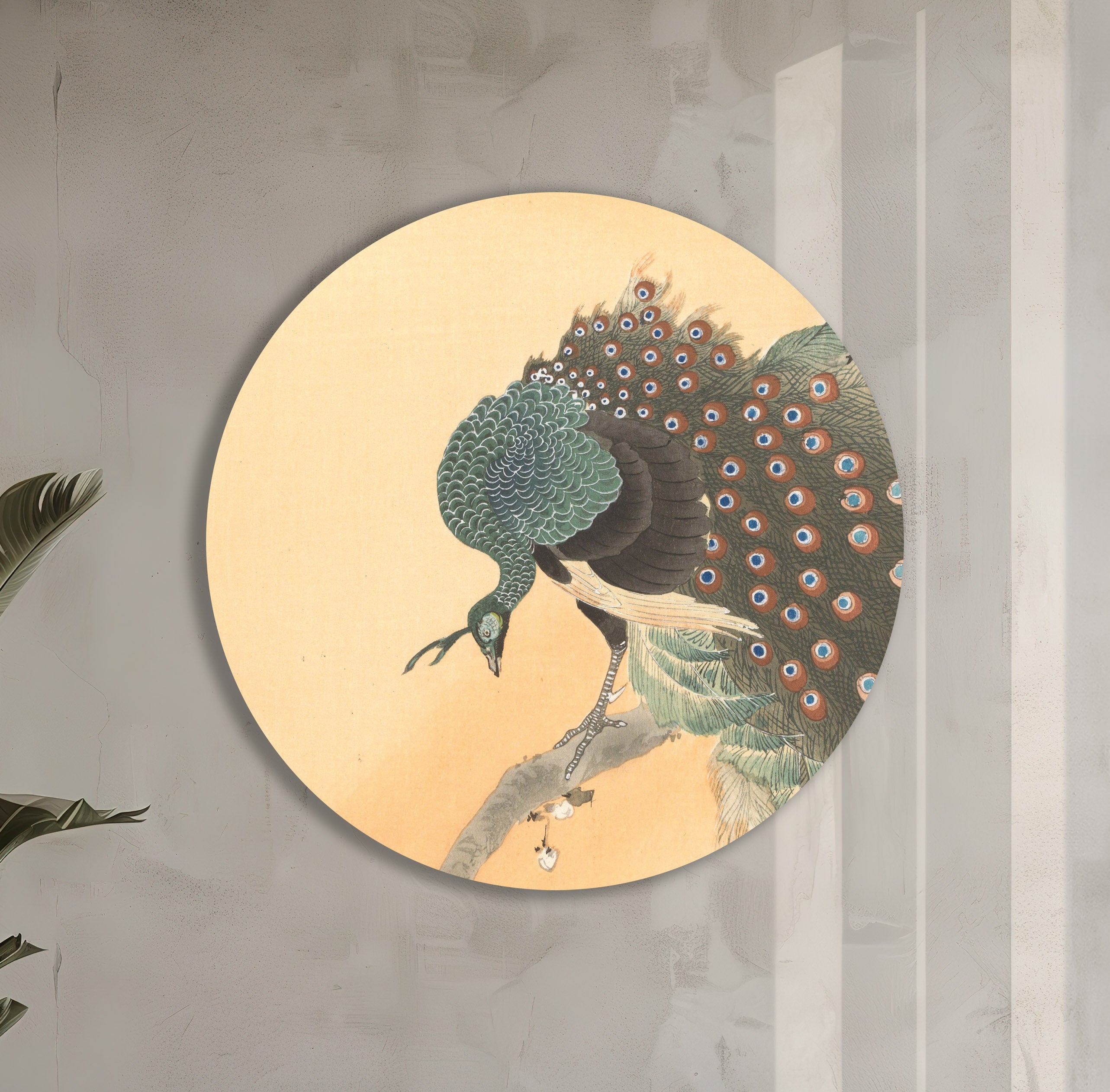 Pauw in kersenboom muurcirkel