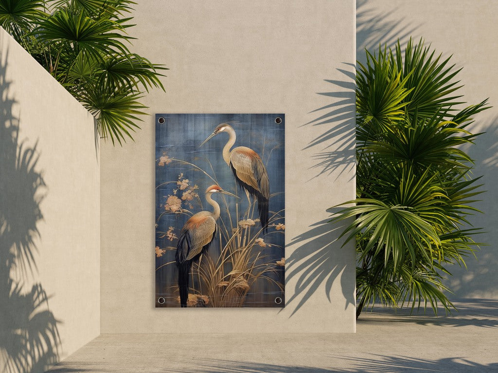 kraanvogels Aziatische kunst tuinposter