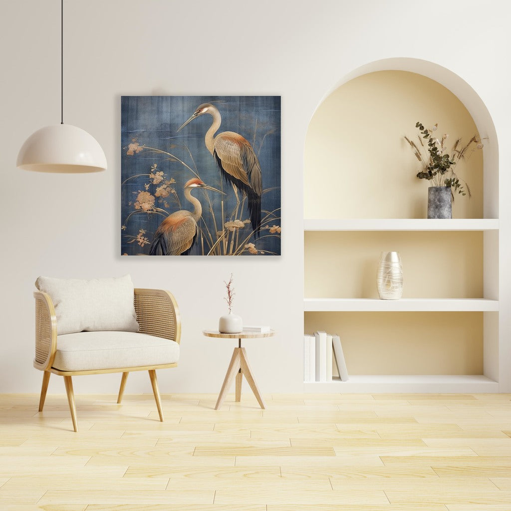 kraanvogels schilderij vierkant woonkamer