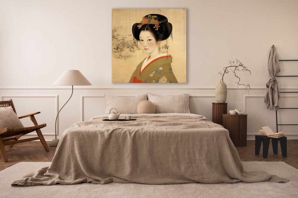 Geisha-vierkant-kunst-slaapkamer