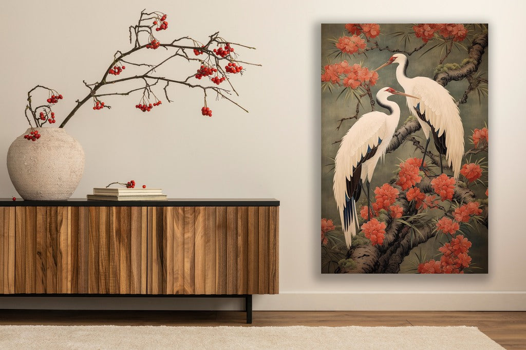 poster Aziatisch kraanvogels woonkamer