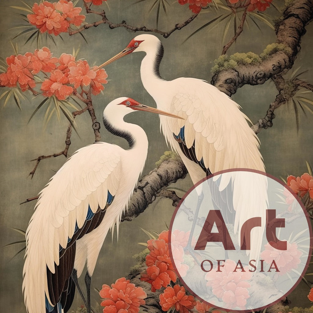 schilderij Aziatisch kraanvogels
