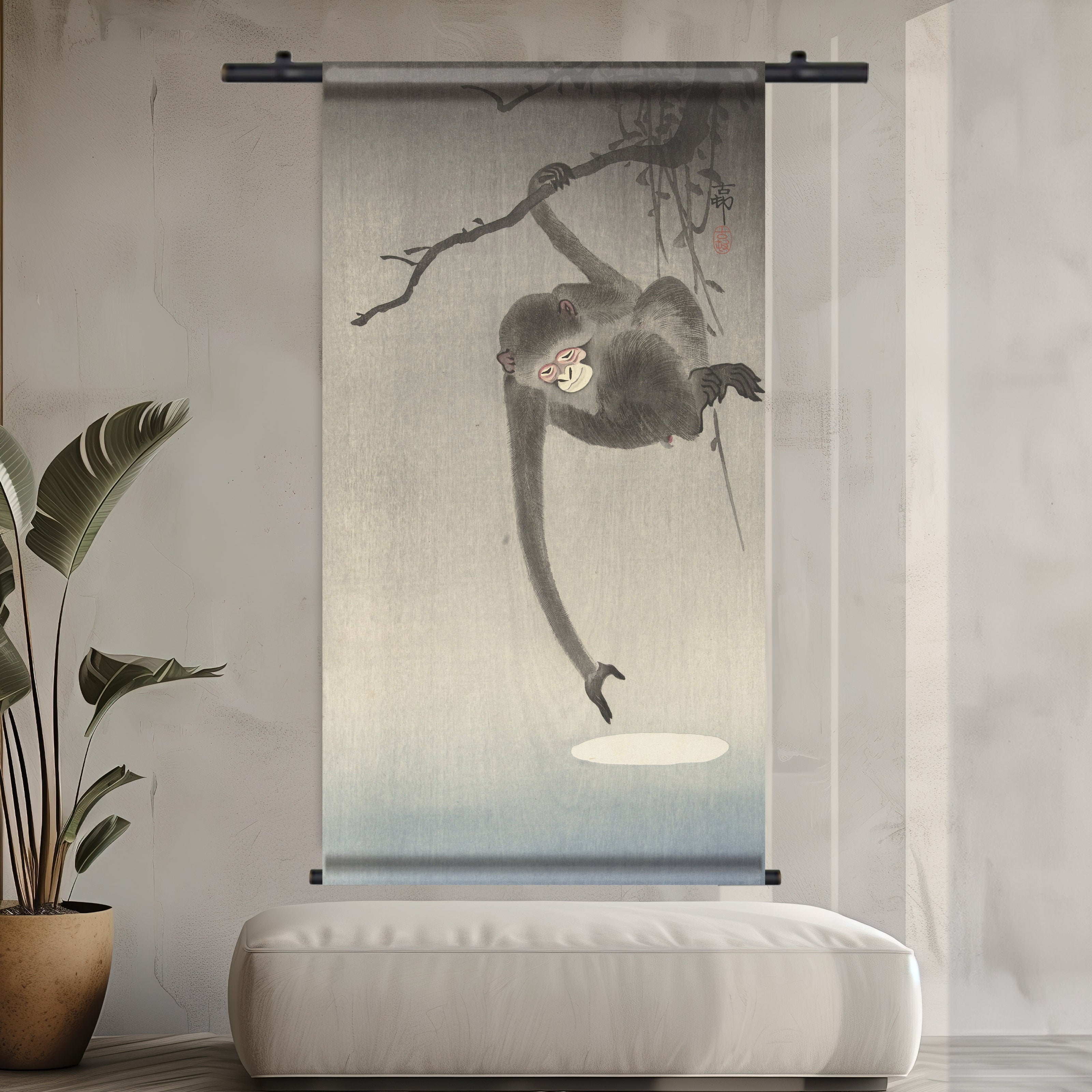 Wandkleed Aap en volle maan