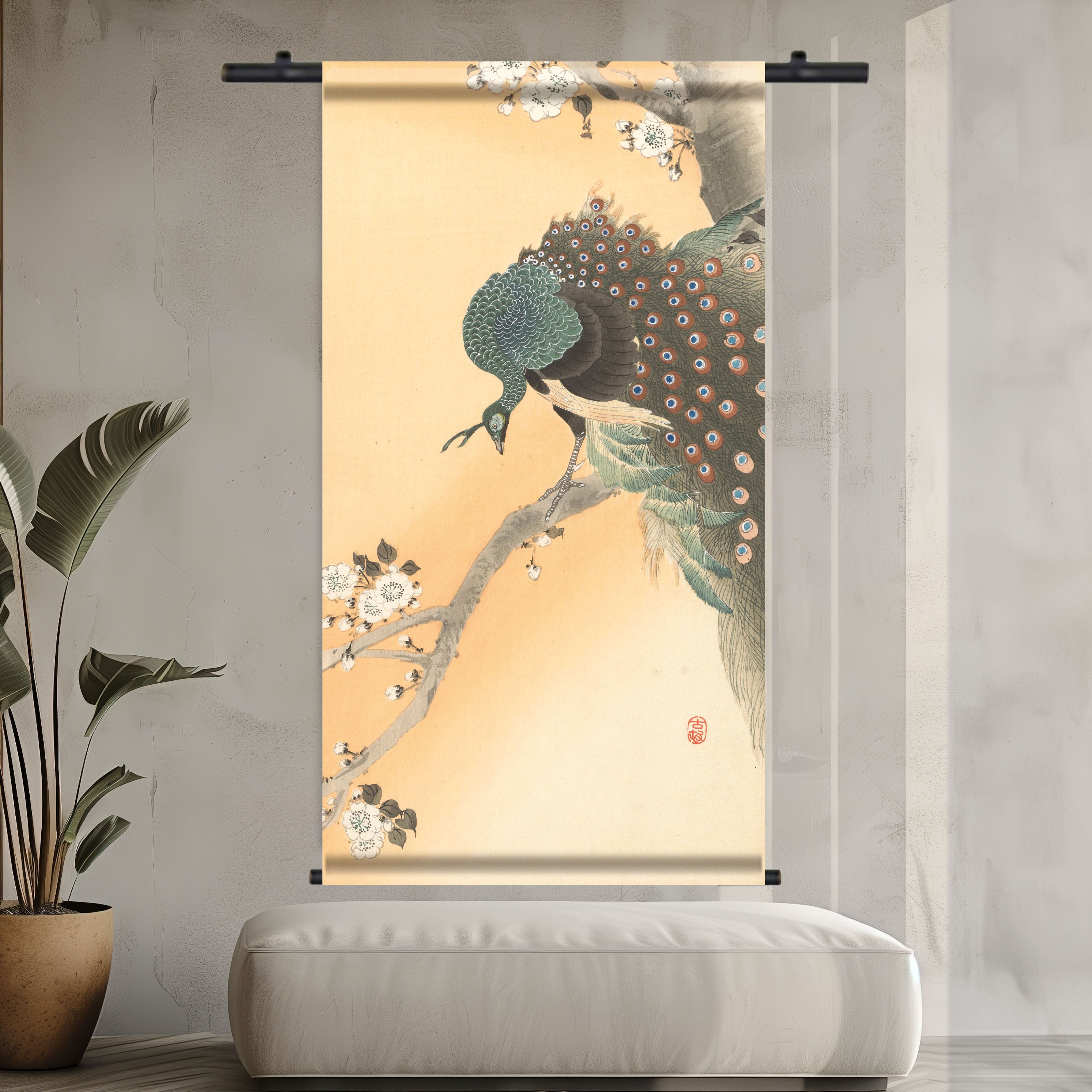 Wandkleed pauw aziatisch